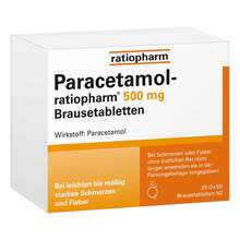 Abbildung: Paracetamol-ratiopharm 500 mg Brausetabletten 20 St, Brausetabletten PZN 08704083 