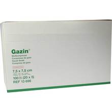 Abbildung: Gazin Mullkomp.7,5x7,5 cm steril 12fach mittel 20X5 St, Kompressen PZN 08788915 
