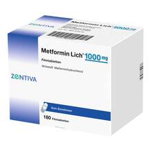 Abbildung: Metformin Lich 1.000 mg Filmtabletten 180 St, Filmtabletten PZN 08839133
