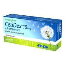 Abbildung: Cetidex 10 mg Filmtabletten 50 St, Filmtabletten PZN 08892127 