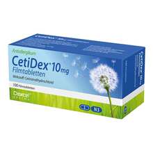 Abbildung: Cetidex 10 mg Filmtabletten 100 St, Filmtabletten PZN 08892133 