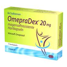 Abbildung: Omepradex 20 mg magensaftresistente Hartkapseln 7 St, Kapseln magensaftresistent PZN 09064639 