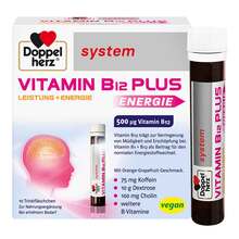 Abbildung: Doppelherz Vitamin B12 Plus system Trinkampullen 10X25 ml, Trinkampullen PZN 09071390 