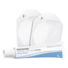 Abbildung: Anesderm 25 mg / g +   25 mg/g Creme + 2 Pflaster 5 g, Creme PZN 09071496 