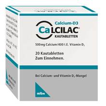 Abbildung: Calcilac Kautabletten 500 mg / 400 I.E. 20 St, Kautabletten PZN 09091056 