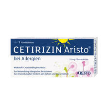 Abbildung: Cetirizin Aristo bei Allergien 10 mg Filmtabletten 7 St, Filmtabletten PZN 09152639 