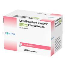 Abbildung: Levetiracetam Zentiva 500 mg Filmtabletten 200 St, Filmtabletten PZN 09199262