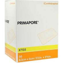 Abbildung: PRIMAPORE 6x8,3 cm Wundverband steril 50 St, Pflaster PZN 09204661 