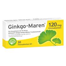 Abbildung: Ginkgo-Maren 120 mg Filmtabletten 30 St, Filmtabletten PZN 09206631 