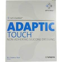 Abbildung: ADAPTIC Touch 7,6x11 cm nichthaft.Sil.Wundauflage 10 St, Wundgaze PZN 09227981 
