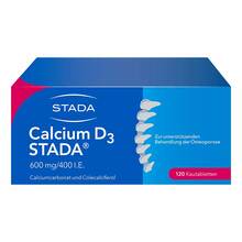 Abbildung: Calcium D3 Stada 600 mg / 400 I.E. Kautabletten 120 St, Kautabletten PZN 09234314 