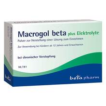 Abbildung: Macrogol beta plus Elektrolyte Pulver zur H.e.L.zum Einnehmen  10 St, Pulver zur Herstellung einer Lösung zum Einnehmen PZN 09247021 