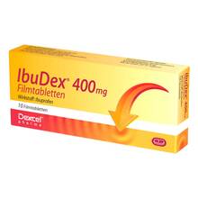 Abbildung: Ibudex 400 mg Filmtabletten 10 St, Filmtabletten PZN 09294664 