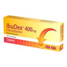 Abbildung: Ibudex 400 mg Filmtabletten 20 St, Filmtabletten PZN 09294670 