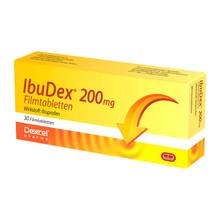 Abbildung: Ibudex 200 mg Filmtabletten 30 St, Filmtabletten PZN 09294871 