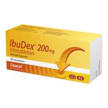 Abbildung: Ibudex 200 mg Filmtabletten 50 St, Filmtabletten PZN 09294888 