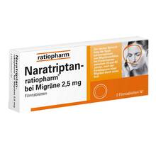 Abbildung: Naratriptan-ratiopharm bei Migräne Filmtabletten 2 St, Filmtabletten PZN 09321616 