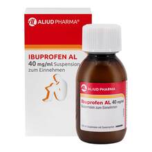 Abbildung: Ibuprofen AL 40 mg / ml Suspension zum Einnehmen 100 ml, Suspension zum Einnehmen PZN 09443124 