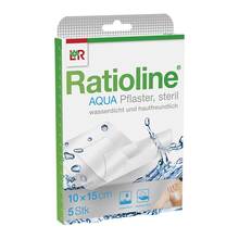 Abbildung: RATIOLINE aqua Duschpflaster Plus 10x15 cm steril 5 St, Pflaster PZN 09508214 