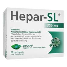 Abbildung: Hepar-SL 320 mg Hartkapseln 50 St, Hartkapseln PZN 09530432 