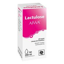 Abbildung: Lactulose Aiwa 670 mg / ml Lösung zum Einnehmen 200 ml, Lösung zum Einnehmen PZN 09612839 