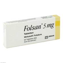 Abbildung: Folsan 5 mg Tabletten 50 St, Tabletten PZN 09640907 