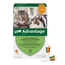 Abbildung: Advantage 40 mg Lösung für kl.Katzen / kl.Zierkaninchen 4X0.4 ml, Lösung PZN 09670096 