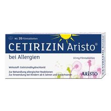 Abbildung: Cetirizin Aristo bei Allergien 10 mg Filmtabletten 20 St, Filmtabletten PZN 09703269 