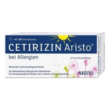 Abbildung: Cetirizin Aristo bei Allergien 10 mg Filmtabletten 50 St, Filmtabletten PZN 09703275 