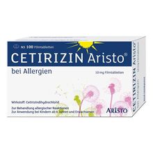 Abbildung: Cetirizin Aristo bei Allergien 10 mg Filmtabletten 100 St, Filmtabletten PZN 09703281 