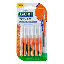 Abbildung: Gum Trav-Ler 0,9mm Kerze orange Intendent. + 6Kappen 6 St, Zahnbürste PZN 09714422 