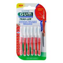 Abbildung: Gum Trav-Ler 0,8mm Kerze rot Interdental + 6Kappen 6 St, Zahnbürste PZN 09714445 