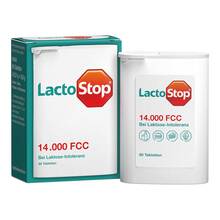 Abbildung: Lactostop 14.000 Fcc Tabletten Spender 80 St, Tabletten PZN 09718265 