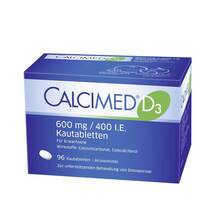 Abbildung: Calcimed D3 600 mg / 400 I.E. Kautabletten 96 St, Kautabletten PZN 09750145 