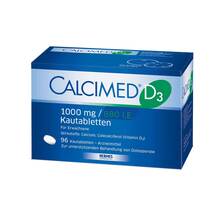 Abbildung: Calcimed D3 1000 mg / 880 I.E. Kautabletten 96 St, Kautabletten PZN 09750197 