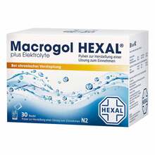 Abbildung: Macrogol Hexal plus Elektrolyte Pulver zur H.e.L.z.E. 30 St, Pulver zur Herstellung einer Lösung zum Einnehmen PZN 10041661 