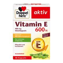 Abbildung: Doppelherz aktiv Vitamin E 600 N Weichkapseln 40 St, Kapseln PZN 10057811 