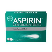 Abbildung: Aspirin 500 mg überzogene Tabletten 20 St, Überzogene Tabletten PZN 10203603 