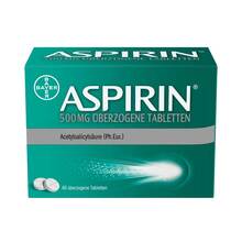 Abbildung: Aspirin 500 mg überzogene Tabletten 40 St, Überzogene Tabletten PZN 10203626 