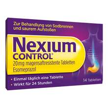 Abbildung: Nexium Control 20 mg magensaftresistente Tabletten 14 St, Tabletten magensaftresistent PZN 10251973 