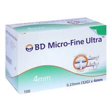 Abbildung: BD MICRO-FINE ULTRA Pen-Nadeln 0,23x4 mm 32 G 100 St, Kanüle PZN 10517388 