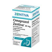Abbildung: Omeprazol Zentiva 20 mg bei Sodbrennen 14 St, Hartkapseln mit magensaftresistent überzogenen Pellets PZN 10541926 
