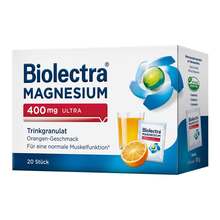 Abbildung: Biolectra Magnesium 400 mg ultra Trinkgranulat Orange 20 St, Granulat PZN 10914511 