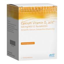 Abbildung: Calcium Vitamin D3 acis 500 mg / 400 I.E. Kautabletten  100 St, Kautabletten PZN 11011219 