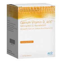 Abbildung: Calcium Vitamin D3 acis 500 mg / 400 I.E. Kautabletten  120 St, Kautabletten PZN 11011225 