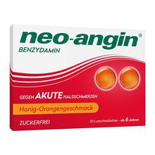 Abbildung: Neo-Angin Benzydamin akute Halsschmerz.Honig-Oran. 20 St, Lutschtabletten PZN 11160161 