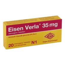 Abbildung: Eisen Verla 35 mg überzogene Tabletten 20 St, Überzogene Tabletten PZN 11163863 