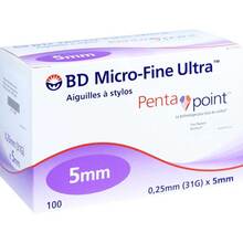 Abbildung: BD MICRO-FINE ULTRA Pen-Nadeln 0,25x5 mm 31 G 100 St, Kanüle PZN 11299255 
