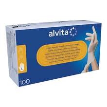 Abbildung: Alvita Latex Untersuchungshandschuhe unsteril puderfrei L 100 St, Handschuhe PZN 11309278 