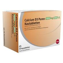 Abbildung: Calcium D3 Puren 1000 mg / 880 I.E. Kautabletten 90 St, Kautabletten PZN 11333408 